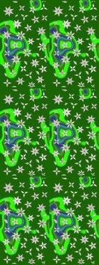 Yeşil ve nötr renklerde yaprakları olan yabani çiçekler. Raster illüstrasyonu. Suluboya, elle çizilmiş. Taslak arkaplan deseni.