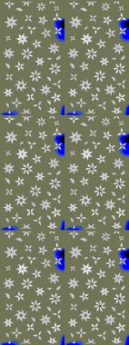 Yeşil ve beyaz renkli çiçekler. Çiçekli karalama şeklinde Raster çiçek deseni. Nazik, narin çiçek arkaplanı.