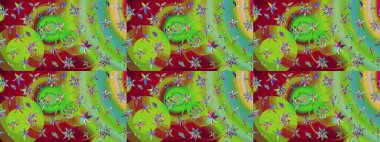 Gömlek, arka plan modelini çiz. Tropik çiçekler. Yeşil ve kırmızı renkte çiçekler.