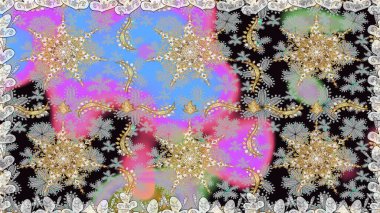 Şık bir grafik desen. Kusursuz raster arka plan. Gri renklerdeki altın elementler. Duvar kâğıdı barok, İspanyol kumaşı. Çiçek deseni.