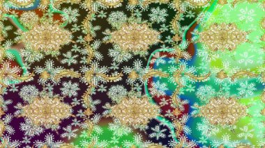 Yeşil renkli Raster altın deseni. Soyut duvar kâğıdı, ambalaj dekorasyonu. Kış sembolü, Mutlu Noeller, Mutlu yıllar 2019. Altın kar tanesi kadar basit..