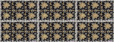 Gri ve siyah renkleri altın elemanları ile sorunsuz vintage desen. Noel, kar tanesi, yeni yıl 2019.