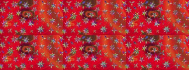 Raster güzel bir çiçek deseni çizmiş. Bahar mevsimi. Tatil havası. Nazik romantik baskı. Kırmızı ve turuncu renkte çiçekler.