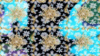 Barok tarzında duvar kağıdı tasarımı için kusursuz damaske deseni arkaplanı. Altın elementlerle nötr renklerde altın desen. Süslü raster dekorasyonu.