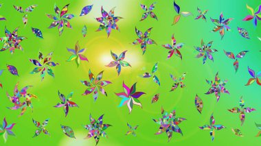 Çiçekler suluboya tarzında yeşil ve sarı renklerde. Suluboya çizim kalıbı. Çiçek izi.