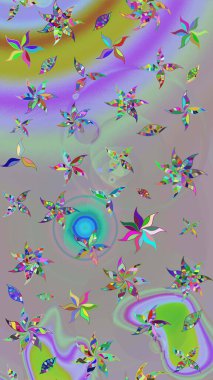 Çiçekli karalama şeklinde Raster çiçek deseni. Yumuşak, bahar çiçekli arka plan. Gri ve nötr renkte çiçekler.