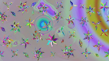 Gri ve nötr renkte çiçekler. Raster illüstrasyonunda çiçek deseni çizimi.