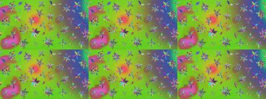 Raster güzel kumaş deseni çiziyor. Renkli Bahar Teması eskiz kalıbı. Düz Çiçek Elementleri Tasarımı. Çiçek deseni.