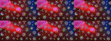 Küçük çiçekteki sevimli çiçek deseni. Kahverengi ve kırmızı renkte çiçekler.