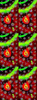 Çiçekler. Soyut etnik raster çizim kalıbı. Vadinin çiçekleri kırmızı ve yeşil renklerde.