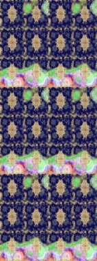 Tekrarlayan elementlerle soyut arkaplan oluşturun. Klasik altın desenli eskiz. Altın elementli mavi renklerde altın eskiz deseni. Raster illüstrasyonu.