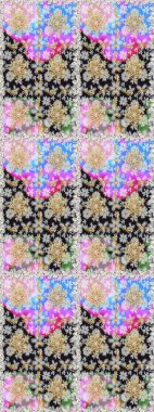 Altın desenli çiçek dekoru. Çizgi sanatı tasarım şablonu için kusursuz sınır. Gri renklerdeki altın element. Davetiyeler, kartlar, web sayfası için Raster illüstrasyon. Doğu tarzı ögesi.