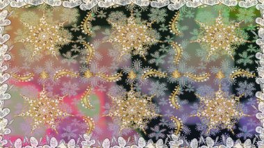 Noel, kar tanesi, yeni yıl 2019. Gri ve nötr renklerde altın elementlerle kusursuz klasik desen.