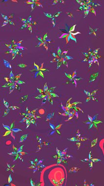 Çizgi çizimi kalıbı. Raster Moda kumaş deseni. Şirin çiçekler..