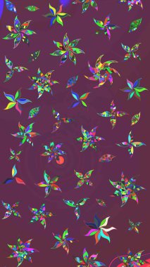 Gömlek, arka plan modelini çiz. Tropik çiçekler. Kahverengi ve mor renkte çiçekler.