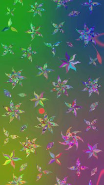 Raster illüstrasyonundaki çiçek desenli çizim. Düz Çiçek Elementleri Tasarımı. Renkli Yaz Temalı eskiz kalıbı. Yeşil ve mavi renkte çiçekler.