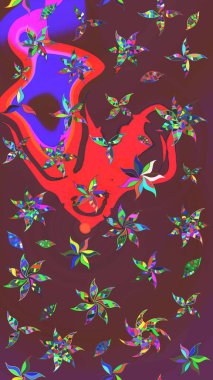 Çocuk stili. Çiçekli eskiz arkaplanı. Renkli Bahar Teması eskiz kalıbı. Düz Çiçek Elementleri Tasarımı.