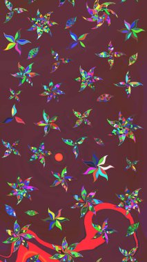 Kahverengi ve yeşil renkli çiçekler. Küçük çiçekte sevimli çiçek deseni var..