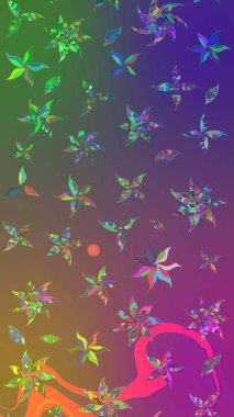 Raster suluboya çiçek deseni, narin çiçekler, mor ve yeşil çiçekler, tebrik kartı şablonu. Raster Güzel kumaş deseni.