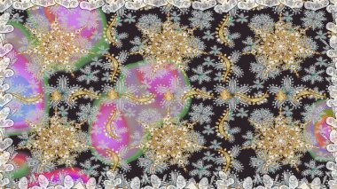 Barok tarzında kusursuz bir doğulu süsü. Gri ve nötr renkler üzerine geleneksel altın pürüzsüz desen.