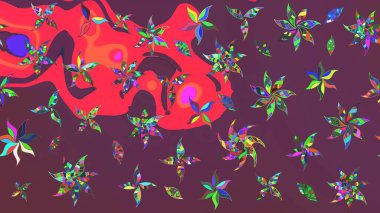 Suluboya çiçekli çiçek deseni. Raster illüstrasyonu. Kahverengi ve pembe renkli Asyalı tekstil.