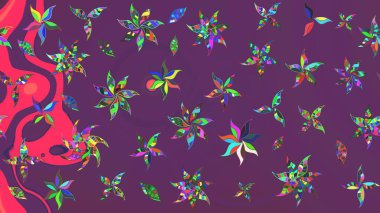 Güzel karalamalı çiçek desenli çizim. Raster illüstrasyonu. Güzel kumaş deseni. Küçük çiçekte sevimli çiçek deseni var..