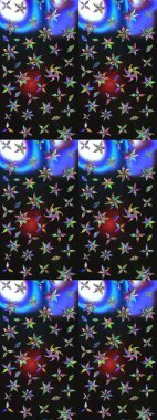 Raster illüstrasyonu. Eski usul. Kumaş, tekstil, duvar kağıdı baskısı için. Tomurcukları papatya çiçekleri olan sevimli bir çiçek deseni. Miles Fleur, süslü püslü bir süs. Taslak arkaplan.