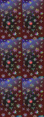 Süslü kumaş deseni. Renkli Bahar Teması eskiz kalıbı. Düz Çiçek Elementleri Tasarımı. Raster illüstrasyonunda çiçek deseni çizimi.