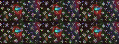 Raster Moda kumaş deseni. Çizgi çizimi kalıbı. Şirin çiçekler..