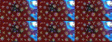 Şirin çiçekli eskiz deseni ve kırmızı ve kahverengi renkli yapraklar, suluboya çiçek deseni, duvar kağıdı, kart ya da kumaş için fayanslı. Raster illüstrasyonu.