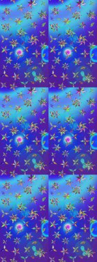 Çizgi çizimi kalıbı. Raster Moda kumaş deseni. Şirin çiçekler..