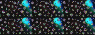 Şirin çiçekli eskiz deseni ve gri ve mavi renkli yapraklar, suluboya çiçek deseni, duvar kağıdı, kart ya da kumaş için fayanslı. Raster illüstrasyonu.