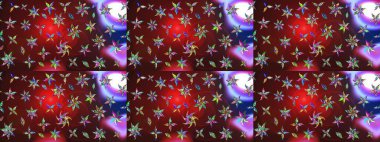 Çiçeksel çizim kalıbının yansıması. Vadinin çiçekleri kahverengi ve kırmızı renklerde.