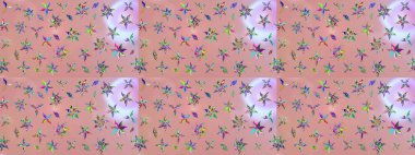 Raster çiçek desenleri çiziyor. Vadinin çiçekleri tarafsız ve pembe renklerde.