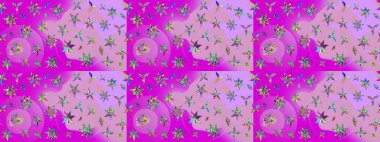 Sevimli çiçek raster deseni. Tarafsız ve morumsu renklerde çiçekler. Renkli Bahar Teması eskiz kalıbı. Düz Çiçek Elementleri Tasarımı.