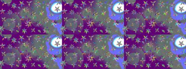 Mor ve gri renklere karalamalar çizilmiş çiçek deseni. Raster illüstrasyonu.