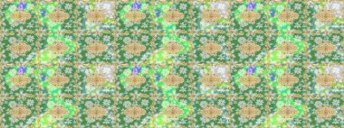 Altın şablonu çiz. Raster altın çiçek süsü brokar kumaş ve cam desenli. Altın elementli yeşil renkler. Çiçek desenli altın metal..