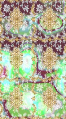 Klasik klasik klasik arka plan. Geleneksel oryantasyon süsü. Klasik Raster çizimi nötr ve altın desenli.