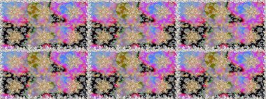 Doğu tarzı element. Altın desenli çiçek dekoru. Çizgi sanatı tasarım şablonu için kusursuz sınır. Davetiyeler, kartlar, web sayfası için Raster illüstrasyon. Gri renklerdeki altın element.