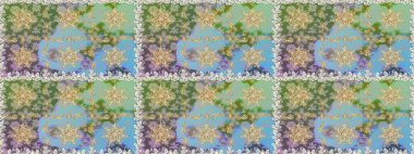 Raster altın çiçek süsü brokar kumaş ve cam desenli. Tarafsız renkler ve altın elementler. Çiçek desenli altın metal. Kusursuz altın desen.