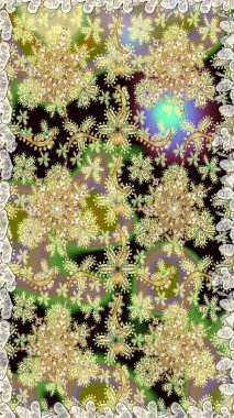 Tarafsız renkler üzerinde klasik oryantal desen. Geleneksel raster ve altın desen. Damask pürüzsüz süsü.