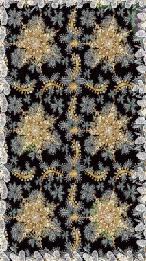 Lüks, kraliyet ve Viktorya dönemi konsepti. Altın elementli gri renkli altın desenli. Süslü dekorasyon. Raster klasik altın rengi barok çiçekleri..