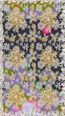 Kusursuz klasik altın desen. Raster geleneksel oryantasyon süsü. Altın elementlerle gri renklerde altın desen.