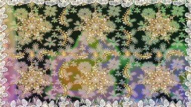 Barok tarzında kusursuz bir doğulu süsü. Geleneksel klasik raster altın pürüzsüz desen. Gri renklerdeki altın elementler.