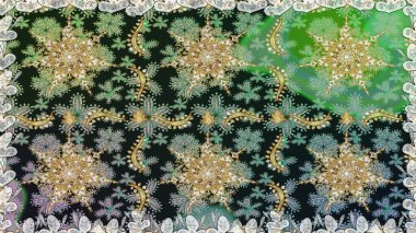 Kusursuz damaske klasik altın desen. Raster illüstrasyonu. Tekrarlayan elementlerle soyut arkaplan oluşturun. Gri renklerde altın desenli altın elementler.