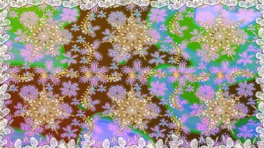 Raster illüstrasyonu. Damask altın soyut çiçek nötr renklerde pürüzsüz desen. Süsleme.