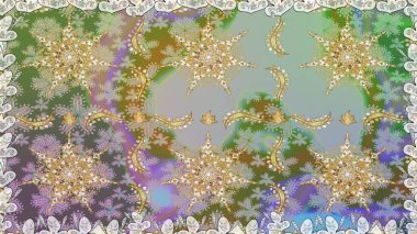 Paisleys zarif çiçek desenli arkaplan duvar kâğıdı çizimi klasik stil, modern 3D çizgili sanat eseri altın ve nötr desenli çiçek yaprakları ve süslemeleri..