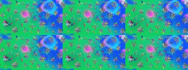 Raster. Zarif, parlak ve eskiz yeşil ve mavi çiçek desenli tasarım. Sabıka baskıları, bebek kıyafetleri, duvar kâğıtları, paket kutuları vb..