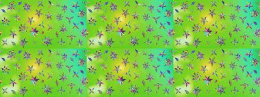 Düz Çiçek Elementleri Tasarımı. Renkli Bahar Teması eskiz kalıbı. Raster..