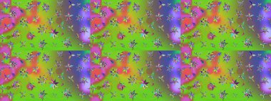 Chichi 'nin kumaş kalıbını çiz. Düz Çiçek Elementleri Tasarımı. Çiçek deseni. Renkli Bahar Teması eskiz kalıbı. Raster illüstrasyonu.